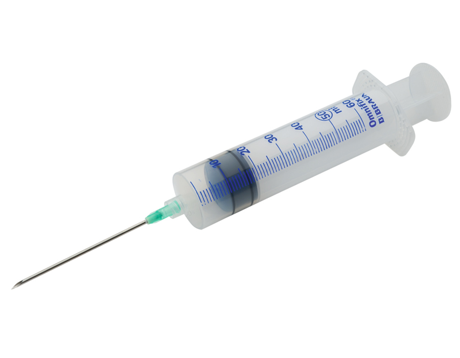 Adhesive syringe